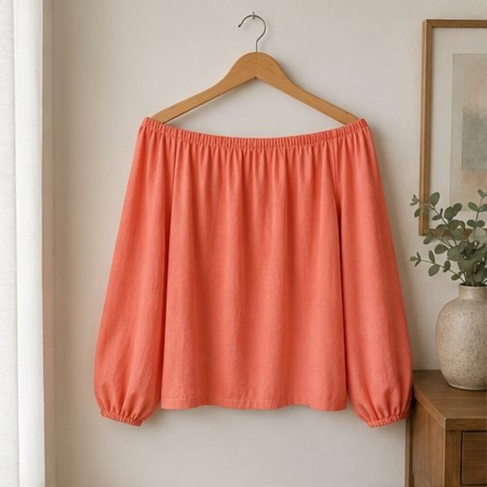 Coral Off Shoulder Balloon Top